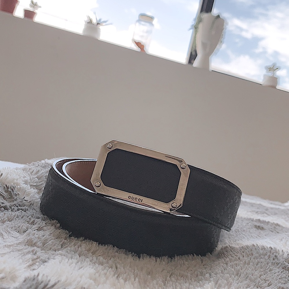 Gucci Black Diamente Leather Belt